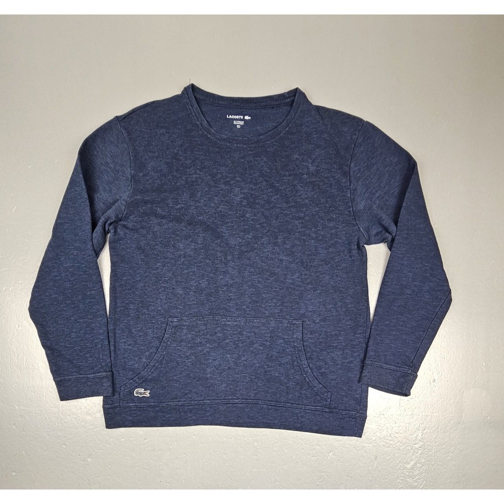 LACOSTE‎ Top Mens Large Sleep Wear Blue Longsleeve Cotton Blnd Kangaroo Pocket